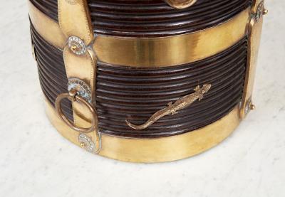 Rosewood Kindling Bucket with Brass Banding