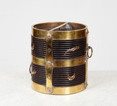 Rosewood Kindling Bucket with Brass Banding