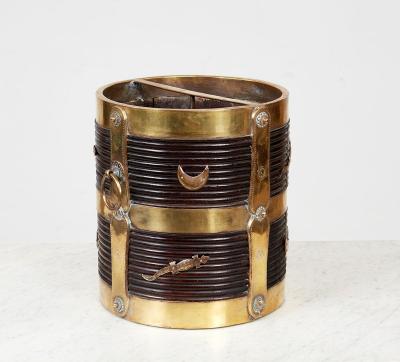 Rosewood Kindling Bucket with Brass Banding