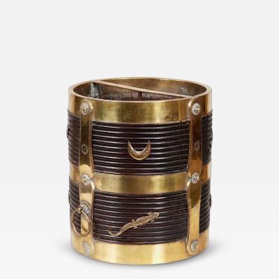 Rosewood Kindling Bucket with Brass Banding