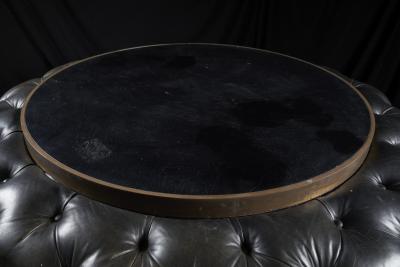 Rosewood and Tufted Leather Circular Bar Table 1960s