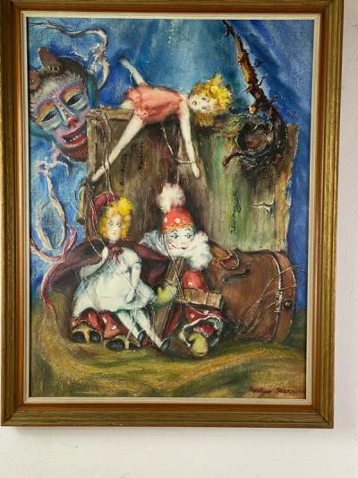 Roslyn Starr SURREAL MARIONETTES AND VIOLIN WATERCOLOR BY ROSLYN STARR