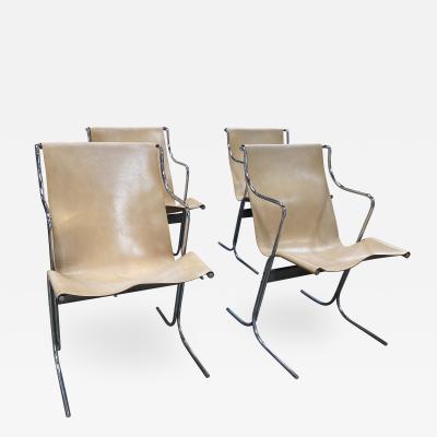 Ross F Littell Italian Midcentury Set of 4 Lounge Chairs by Ross Littell for ICF Milan 1960s