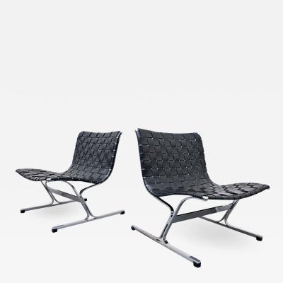 Ross F Littell Pair Of Italian Lounge Chairs By Ross Littell For ICF 1970s
