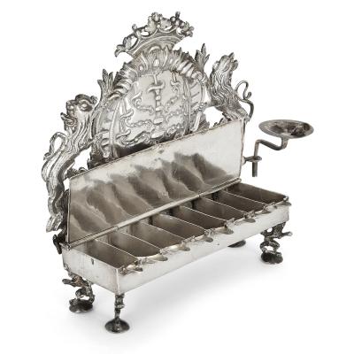 Rotger Herfurth German 18th century silver Hanukkah lamp by Herfurth