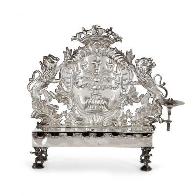 Rotger Herfurth German 18th century silver Hanukkah lamp by Herfurth
