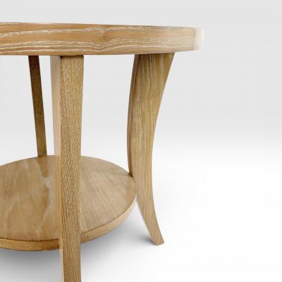 Round Art Deco Ash Wood End Table