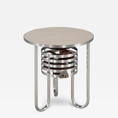 Round Art Deco Machine Age Chrome Cigar Table Kisco Company