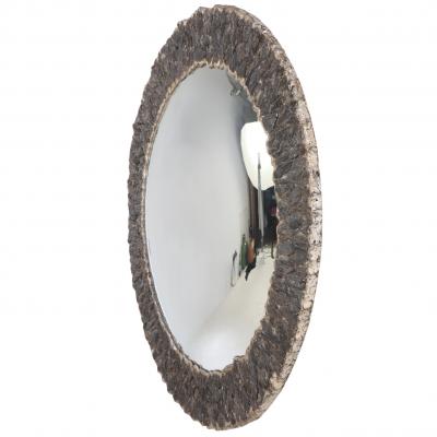 Round Artist Made Mirror of Grey Kyanite Minerals 