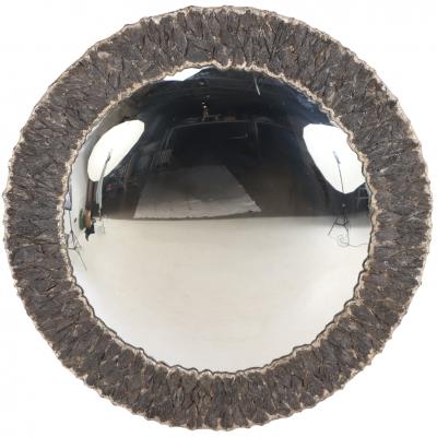 Round Artist Made Mirror of Grey Kyanite Minerals 
