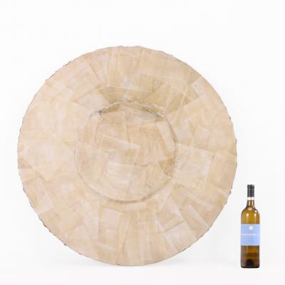 Round Artist Made Mirror of Grey Kyanite Minerals 