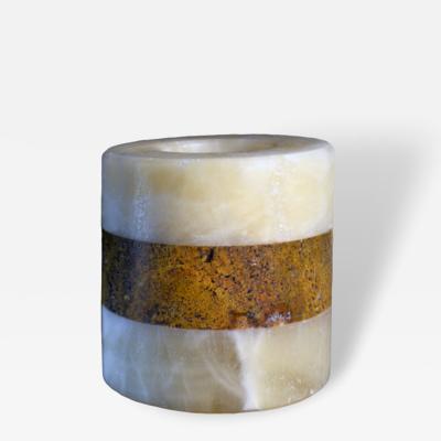 Round Based Onyx Candle Holder with band