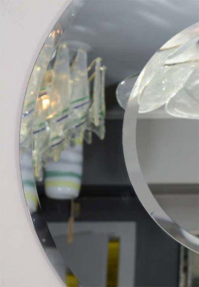 Round Beveled Mirror with Bold Smoke Glass Border