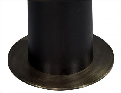 Round Black Oak Dining Table with Bottle Neck Base