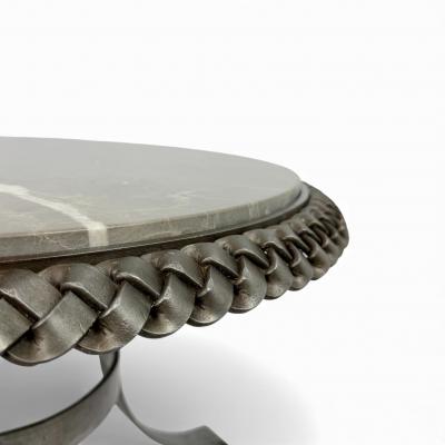 Round Braided Steel Side Table 1950s France