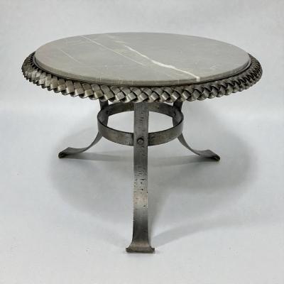 Round Braided Steel Side Table 1950s France