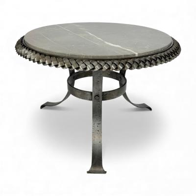 Round Braided Steel Side Table 1950s France