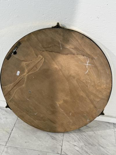 Round Brass Framed Wall Mirror with Decorative Mounts Italy 1960s