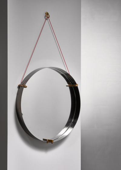 Round Brass Minimalist Mirror Italy 1950s