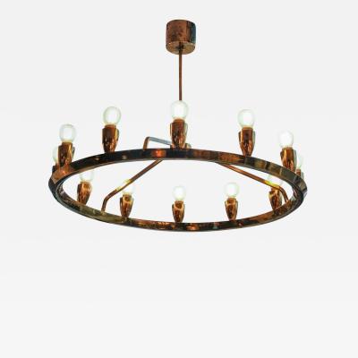 Round Brass Scandinavian Chandelier