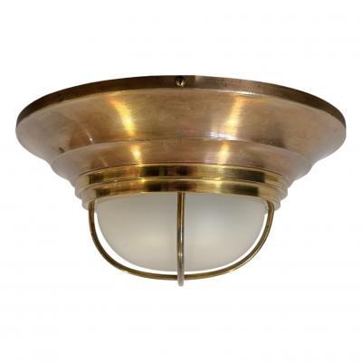 Round Brass Tone Bulkhead Ceiling Light