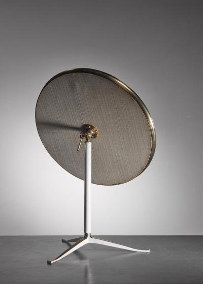 Round Brass and White Console or Vanity Mirror Germany 1950s