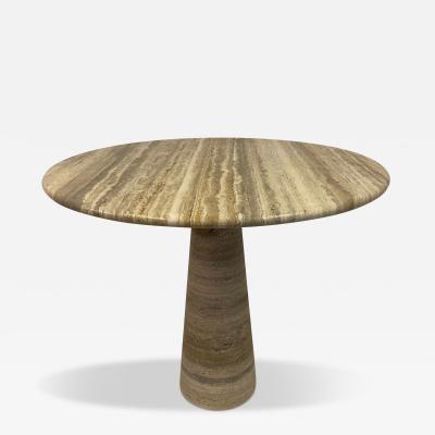 Round Brown Travertine Dining or Centre Table 107cm