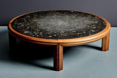 Round Coffee Table with Slate Top