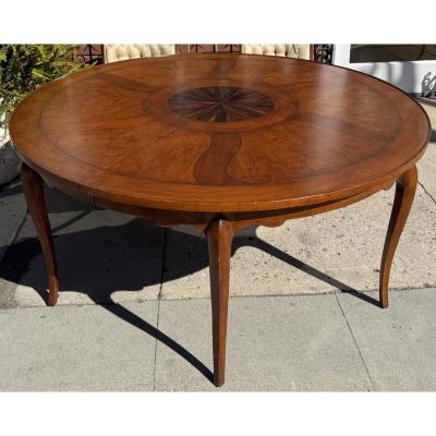 Round Italian Mahogany Inlaid Dining Table