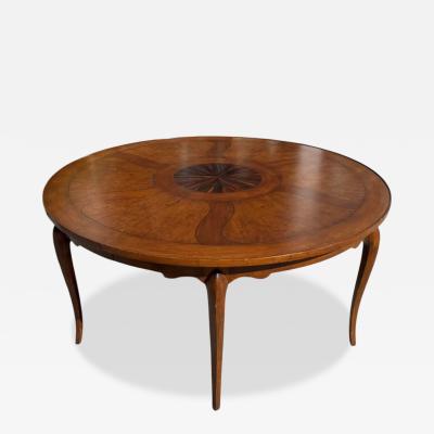 Round Italian Mahogany Inlaid Dining Table
