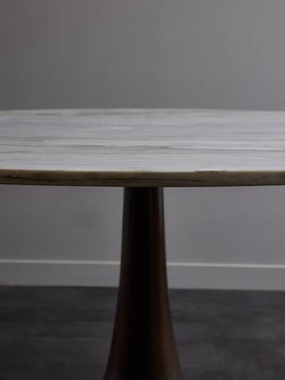 Round Large Pedestal Table in Marble and Metal