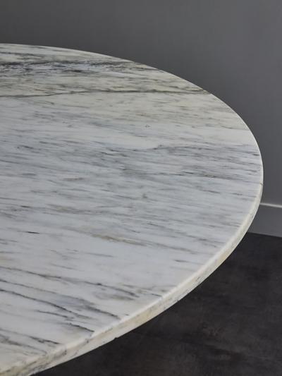 Round Large Pedestal Table in Marble and Metal