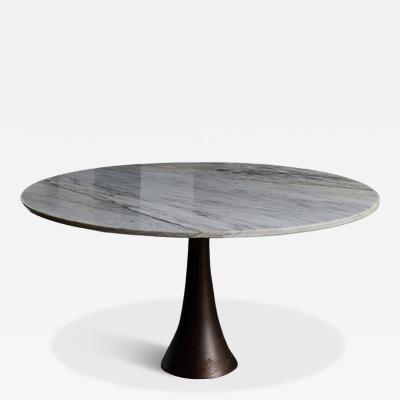 Round Large Pedestal Table in Marble and Metal