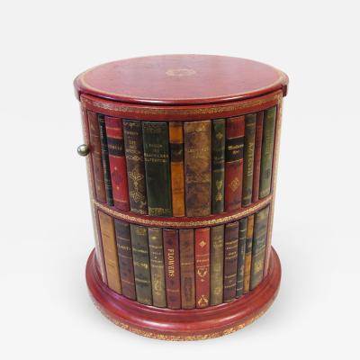 Round Leather Book End Table Round Leather Book End Table, Round Bookshelf Side Table