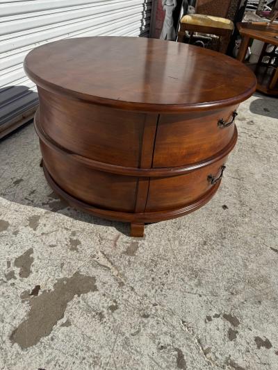 Round Mahogany 2 Drawer Coffee Table