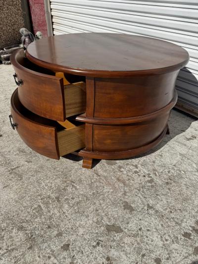 Round Mahogany 2 Drawer Coffee Table
