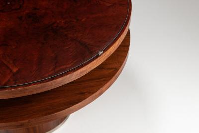 Round Mahogany Art Deco Coffee Table 1930s