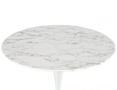 Round Marble Top Breakfast Table with Polished White Tulip Pedestal