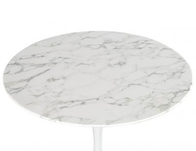 Round Marble Top Breakfast Table with Polished White Tulip Pedestal