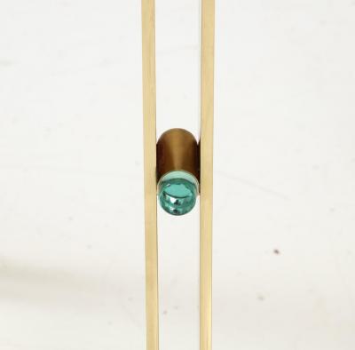 Round Martini Drinks Side Table in Brass with Soft Green Optical Glass Italy