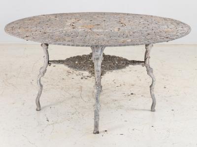 Round Metal Acanthus Leaf Motif Garden Table Sweden 1960s