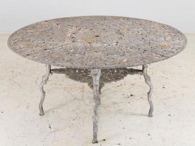 Round Metal Acanthus Leaf Motif Garden Table Sweden 1960s