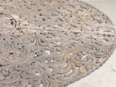 Round Metal Acanthus Leaf Motif Garden Table Sweden 1960s