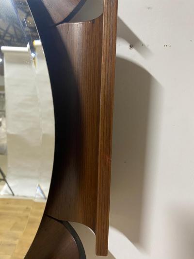 Round Mid Century Modern Wooden Mirror