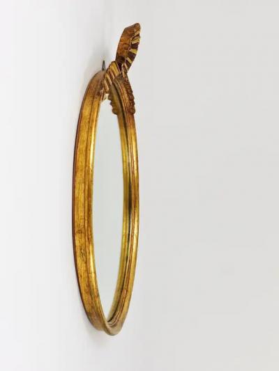 Round Midcentury Gilt Wood Wall Mirror C Allodi G Subelli Italy 1950s