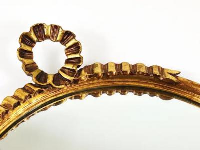 Round Midcentury Gilt Wood Wall Mirror C Allodi G Subelli Italy 1950s