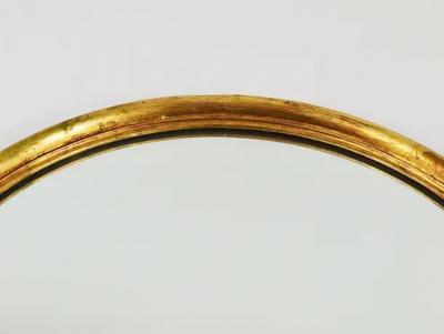 Round Midcentury Gilt Wood Wall Mirror C Allodi G Subelli Italy 1950s