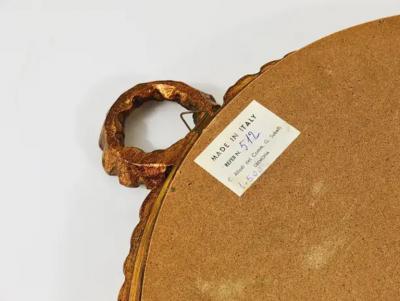 Round Midcentury Gilt Wood Wall Mirror C Allodi G Subelli Italy 1950s