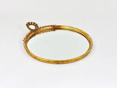 Round Midcentury Gilt Wood Wall Mirror C Allodi G Subelli Italy 1950s