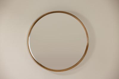 Round Mirror with Beech Frame Italy 1960s
